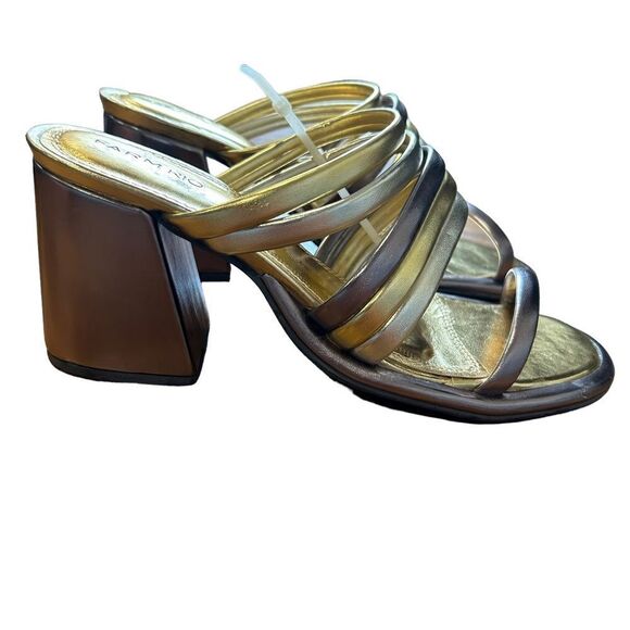 Revolve FARM RIO Block Heel Slide Sandal in Gold & Silver NWOT Size US 8 - Picture 4 of 13